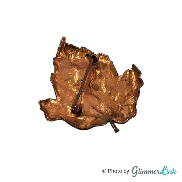 Maple Leaf Copper Electroform Fall Autumn Brooch - Picture 6 of 9